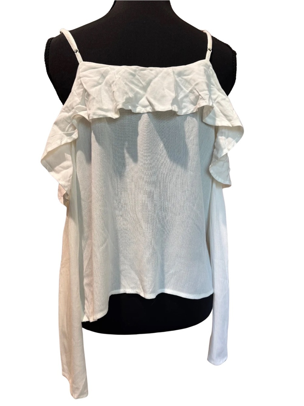 Mossimo Supply Co White Cold Shoulder Eyelet Ruffle Blouse NWT Small - Picture 3 of 5